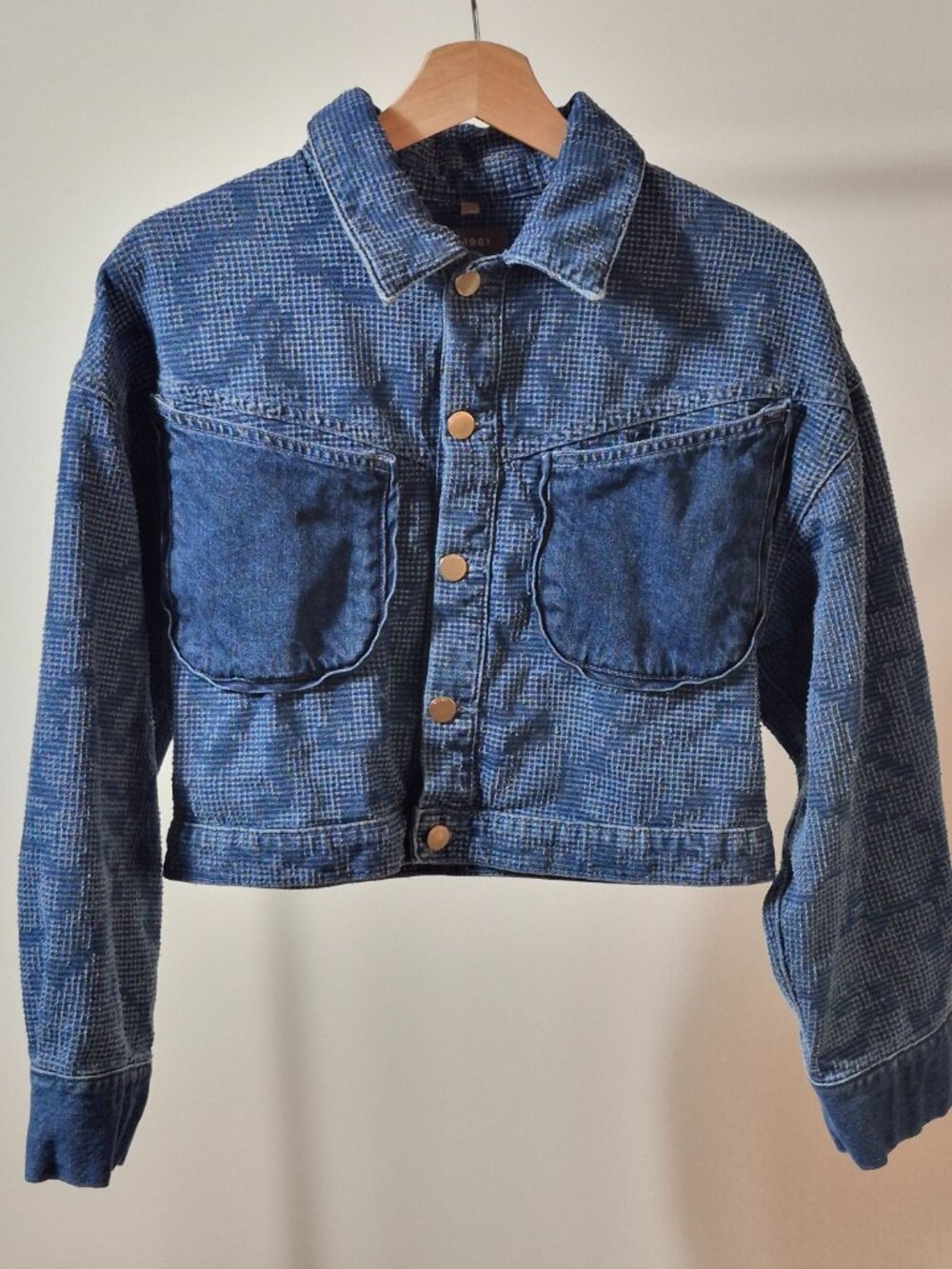 DL1961 Taryn Cropped Denim Jacket Womens S Atlas Laser Boxy 100% Cotton